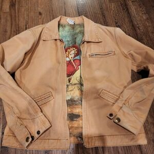 Vtg Ethyl Western Workwear Jacket Canvas  Pin-Up Cowgirl Lining Wild West